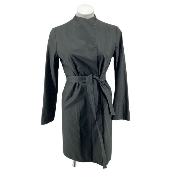 Banana Republic Women’s Black Cotton Belted Trench Coat Medium - Picture 4 of 15